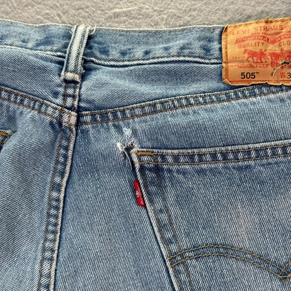 Vintage Levis 505 Jeans‎ Means 36x30 Straight Fit Blue Lightwash Denim Classic
